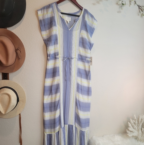 CASLON NORDSTROM STRIPE CAP SLEEVE ADJUSTABLE WAIST DRAWSTRING MAXI NEWSIZE XS - Picture 16 of 16